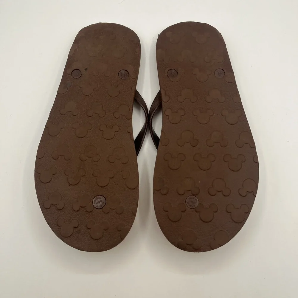 Walt‎ Disney World Land Men's Size 8-9 Brown Flip Flops